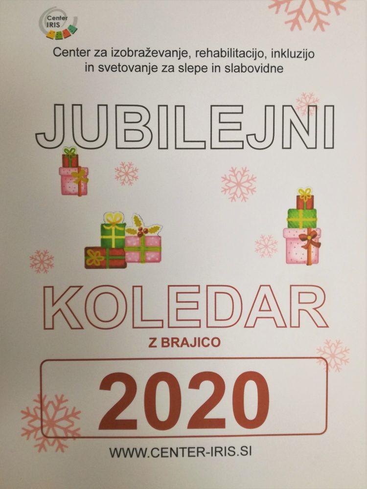 Koledar za leto 2020 v brajici